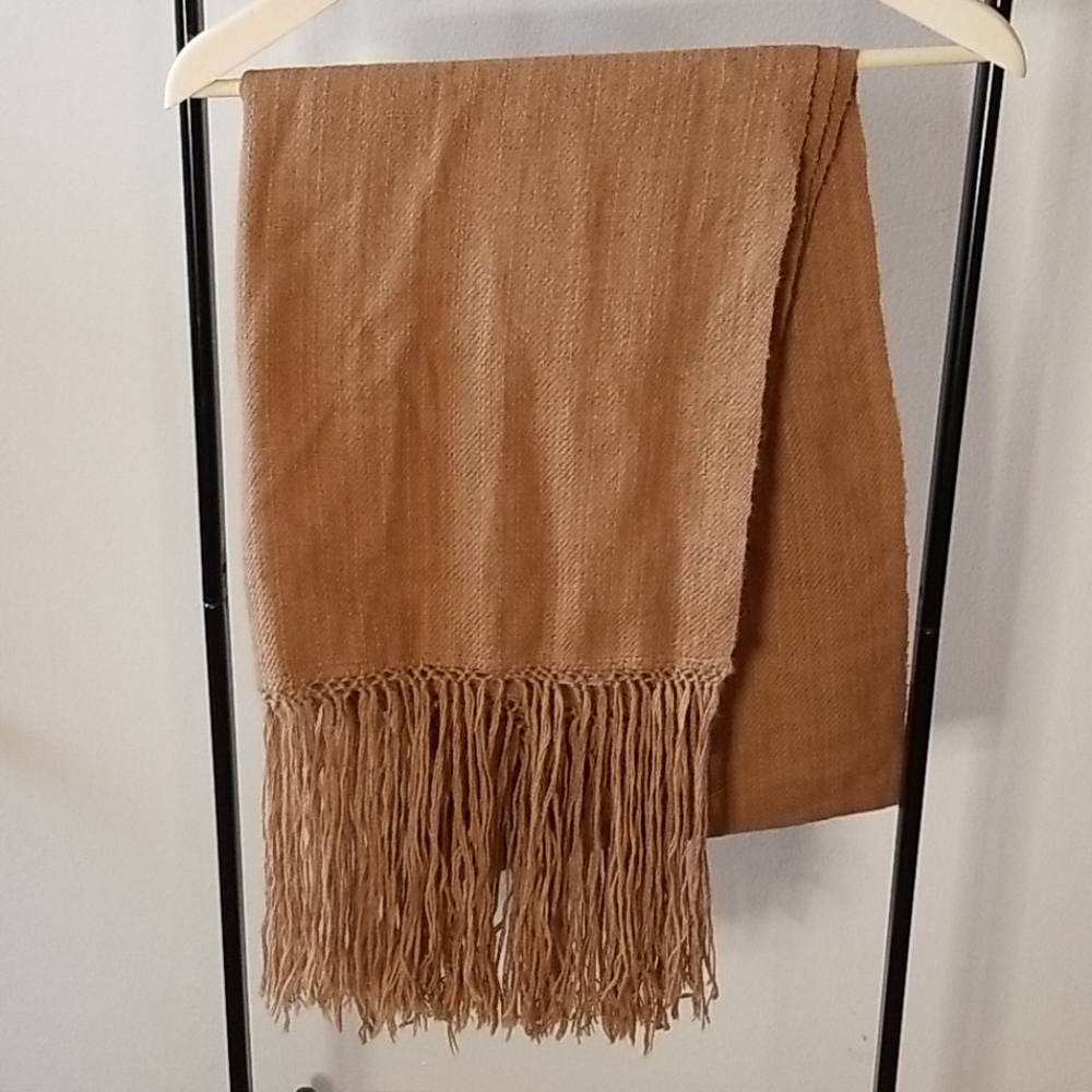 Alpaca brown scarf fringed